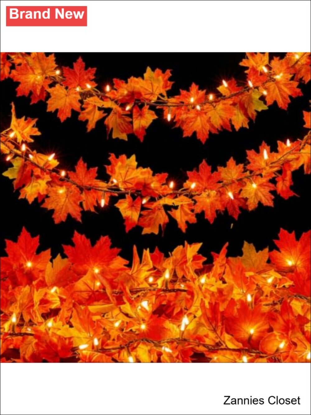👻 9FT Fall Garland Lights 50 Orange Bulbs Plug In Connectable UL Listed